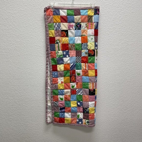 Unbranded Other - Vintage Quilt Mixed Fabrics Quilted 35" x 40" Machine stitched Lap Quilt Baby